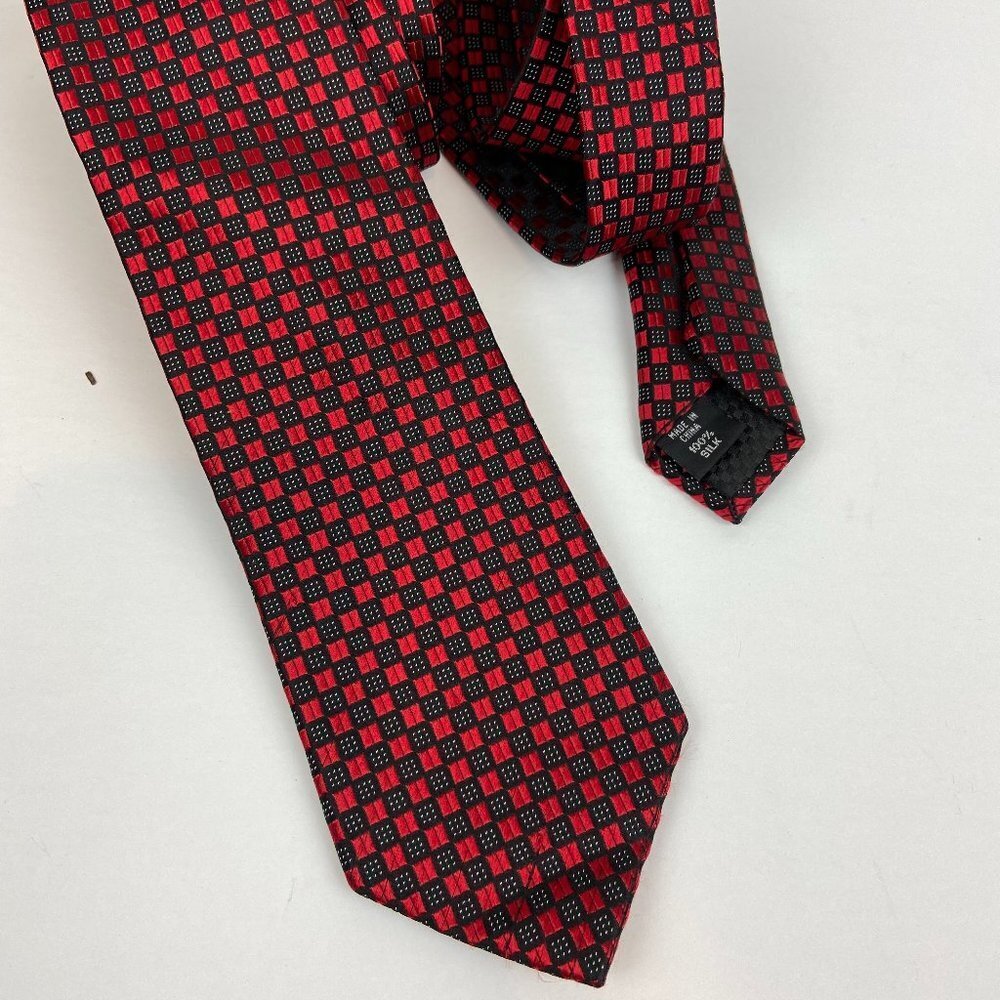 Sean John Silk Tie Black Red Squares